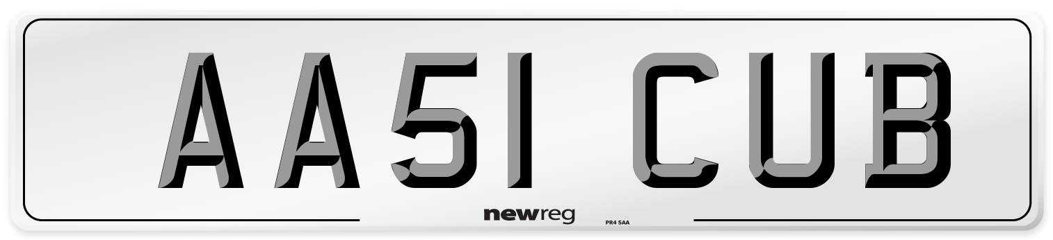 AA51 CUB Number Plate from New Reg